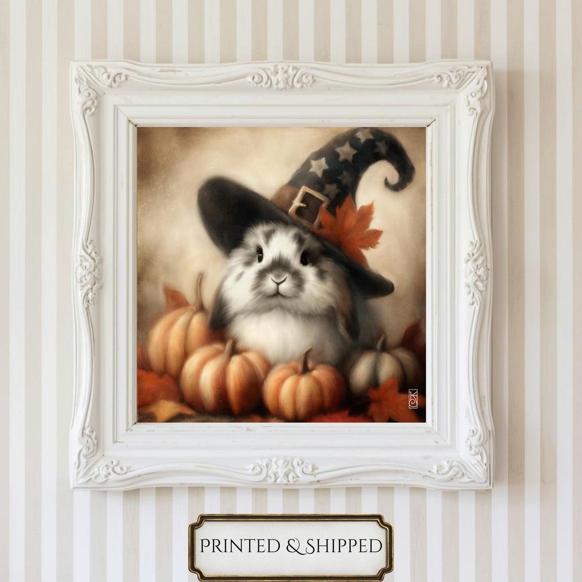 Fall Wall Art, Cute Spotted Rabbit Fall Art Print - Etsy