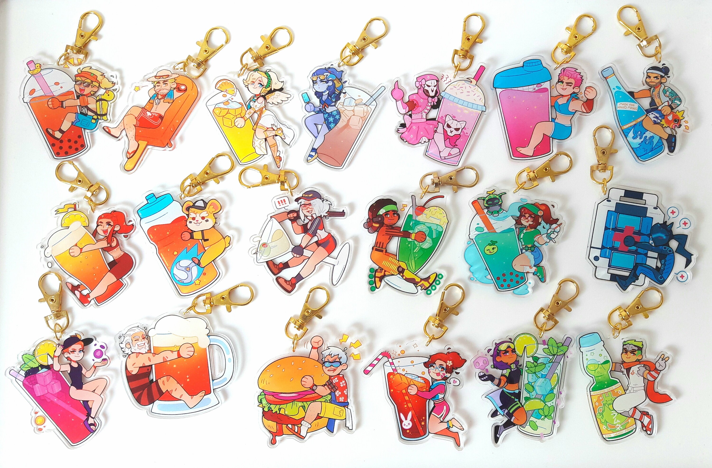 IN-STOCK: Overwatch Drinks Acrylic Keychains + Pink Reaper