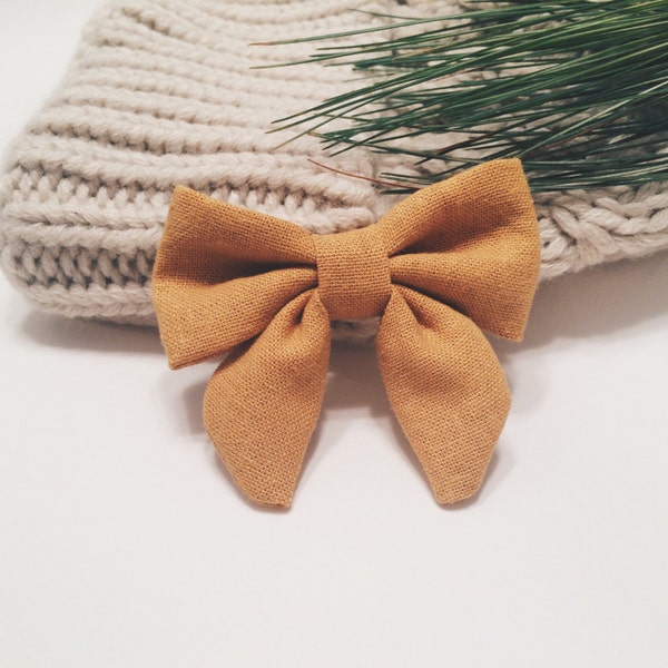 Sailor Bow, Sailor, Bows, Baby Bows, Handmade, Nylon Headbands, Headbands, Cotton Bow, Fabric Bow, Mustard, Eve Bow