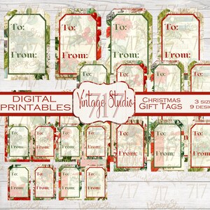 Christmas Gift Tags Printable DIGITAL - Multiple sizes