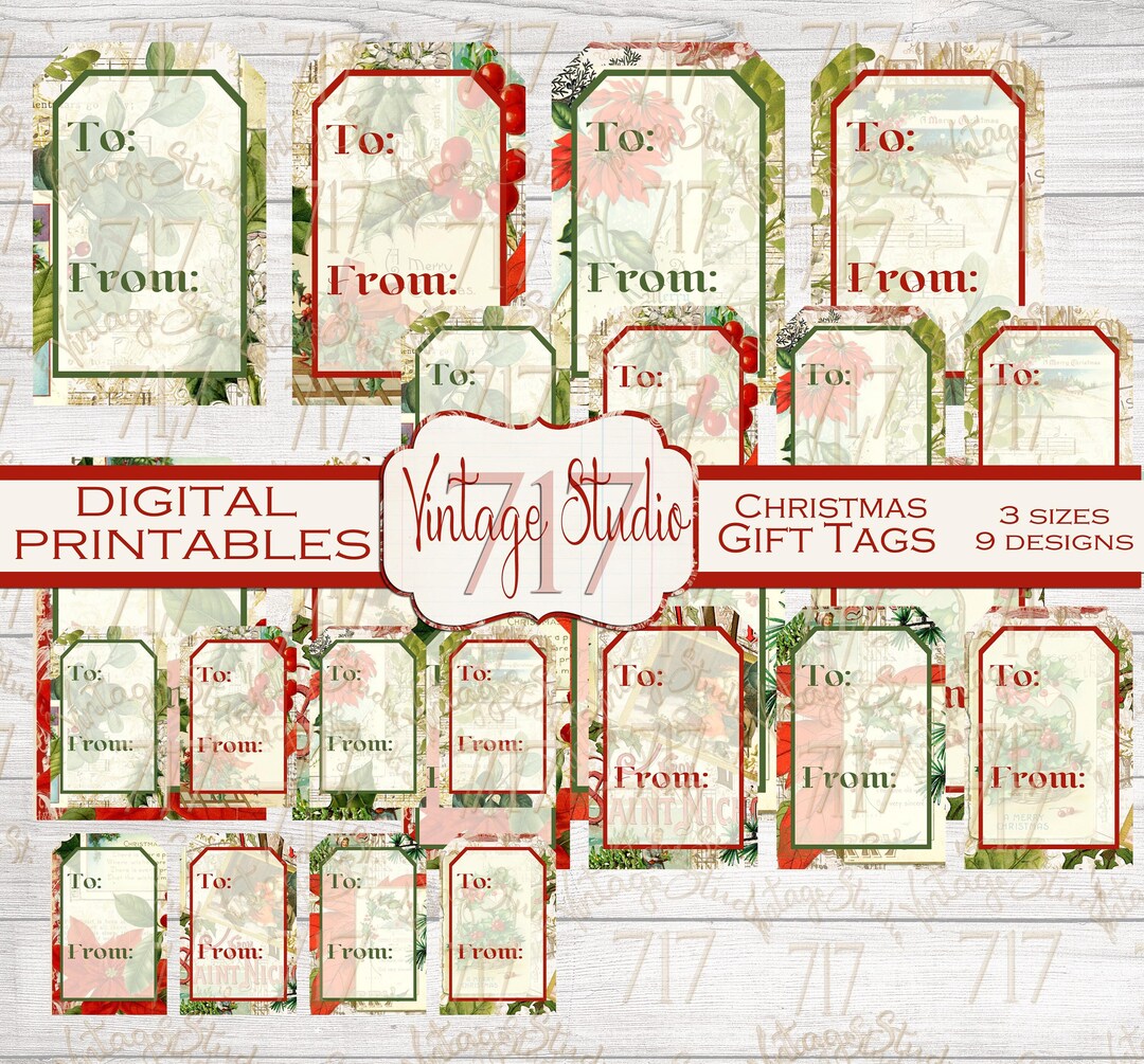 Christmas Gift Tags Printable DIGITAL - Multiple Sizes - Etsy