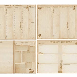 Digital Vintage Planner Printable, Steampunk style, Victorian images, aged paper, Digital Download image 3
