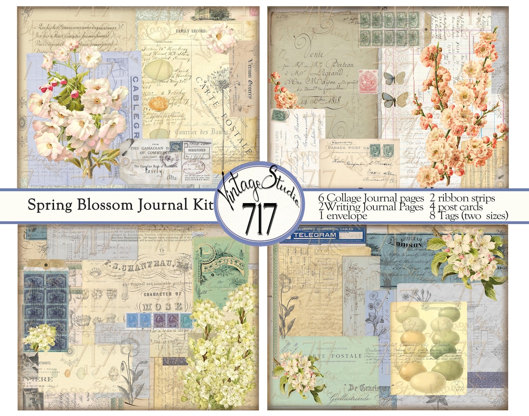 Spring Blossoms Junk Journal Kit - Digital Printable - Etsy