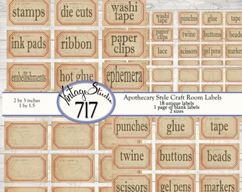 Apothecary Craft Room Organization Labels, digital