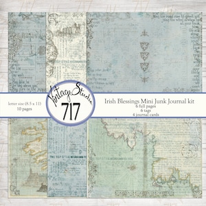 Irish Blessings Mini Junk Journal Kit - DIGITAL - 10 Seiten
