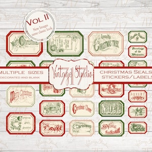 Vol II Classic Christmas Seals/Labels  - DIGITAL - Multiple sizes blank and decorated