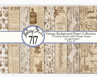Vintage Background Paper Collection, 16 pages, DIGITAL, Neutral
