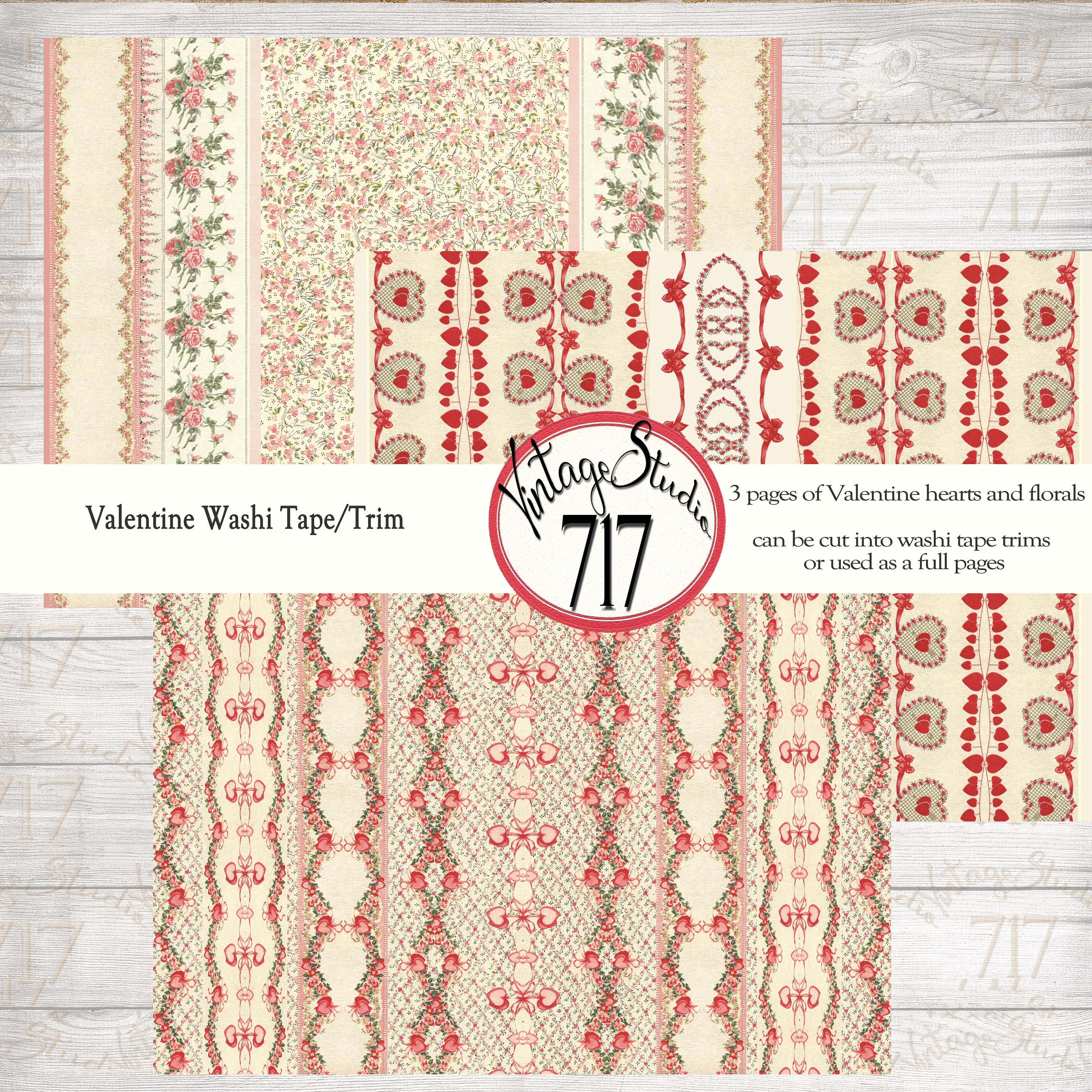 Set Romantic Valentine Vintage Washi Tapes Stock Vector (Royalty Free)  168923336