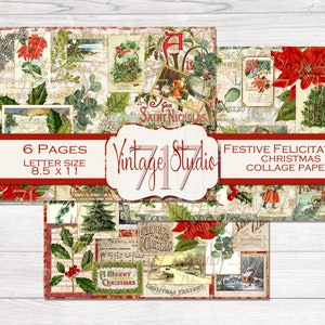 Papiers pour collage de Noël Félicitations festives - NUMÉRIQUE
