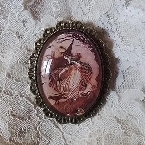 Victorian Witch Cameo Brooch: Bronze Toned Halloween Jewelry, Halloween, Samhain, Wonderful Gift, Fine Art Jewelry, For Your Timeless Style!