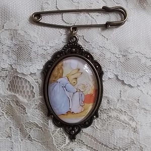 Dear Mother Rabbit, Classic Beatrix Potter, Peter Rabbit, Cameo Brooch, Gift Ready, Gift For Her, Mother's Day, Shower, Easter, Timeless!