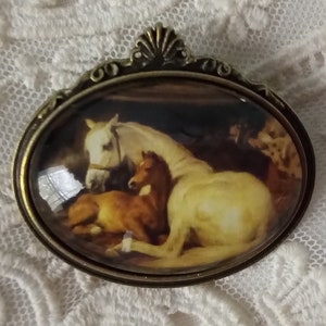 Landseer 'Arab Tent' Cameo Brooch: Equestrian Horse Art, Wonderful Gift, Fine Art Jewelry, For Your Timeless Style!