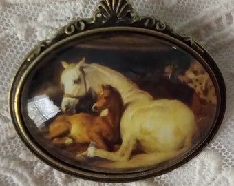 Landseer 'Arab Tent' Cameo Brooch: Equestrian Horse Art, Wonderful Gift, Fine Art Jewelry, For Your Timeless Style!