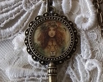 Victorian Narnia Pendant, Gift For Lion Lover, Lion Gift, Witch, Wardrobe, Wardrobe Key, C.S. Lewis, Aslan & Susan Jewelry, Nania, Timeless!