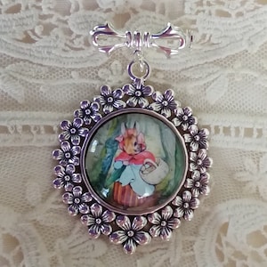 Dear Mother Rabbit, Classic Beatrix Potter, Cameo Brooch, Inspired Gift Giving Ready, Mothers Day, Baby Shower Gift, Easter, Timeless!