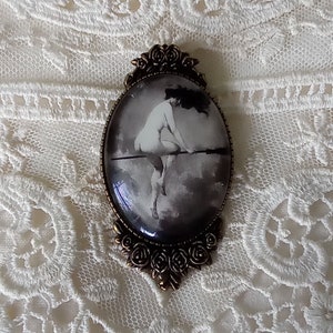 Witch On a Broom, Fine Art Cameo Brooch,  Albert Joseph Penot, Départ pour le Sabbat, Gift Ready, Timeless Gift of Art, Practical Magic!