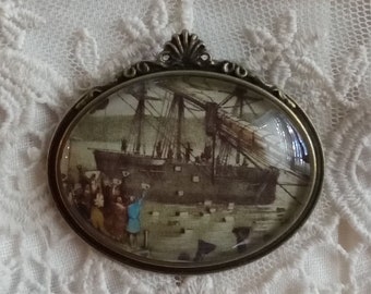 Boston Tea Party Brooch: Historic Currier & Ives Image, Antiqued Bronze, DAR, Wonderful Gift, Fine Art Jewelry, For Your Timeless Style!
