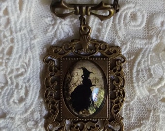 Victorian Witches Brooch, Halloween or Anytime, Lady or Gentleman, Samhain, Full Moon, Practical Magick-ly, Timeless Inspired Gift Ready!