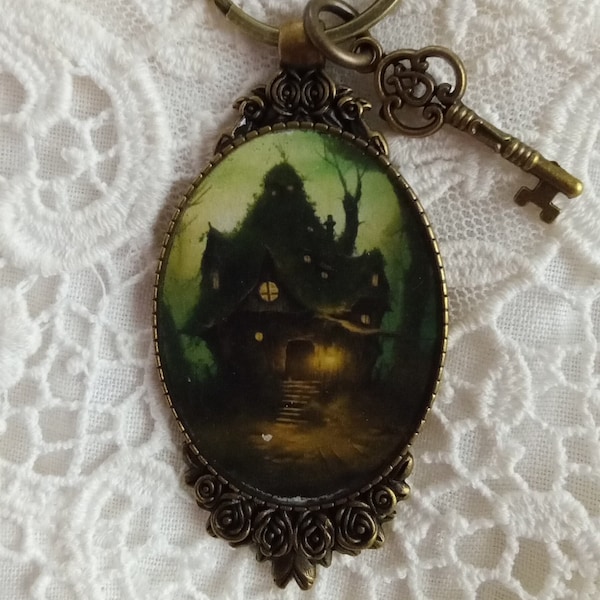 The Witches House, Witch Gift, Victorian Witch Cottage, Witches House and Key, Key to The Witch Cottage, Gift Ready, Fun, Timeless!