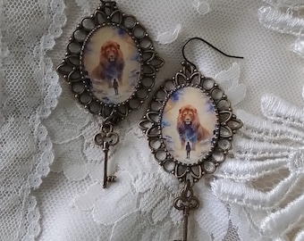 Victorian Narnia Earrings, Aslan Gift, Lion, Witch, Wardrobe Jewelry, Wardrobe Key, C.S. Lewis, Aslan Jewelry, Nania Gift, Timeless!