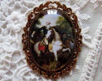George Washington Cameo Brooch: Rembrandt Peale Portrait Reproduction, DAR, Wonderful Gift, Fine Art Jewelry, For Your Timeless Style!