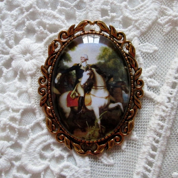 Gen. George Washington,ca. 1823 Reproduction in Cameo, Washington Before Yorktown by Rembrandt Peale, Historical CameoBrooch,Revolution Gift