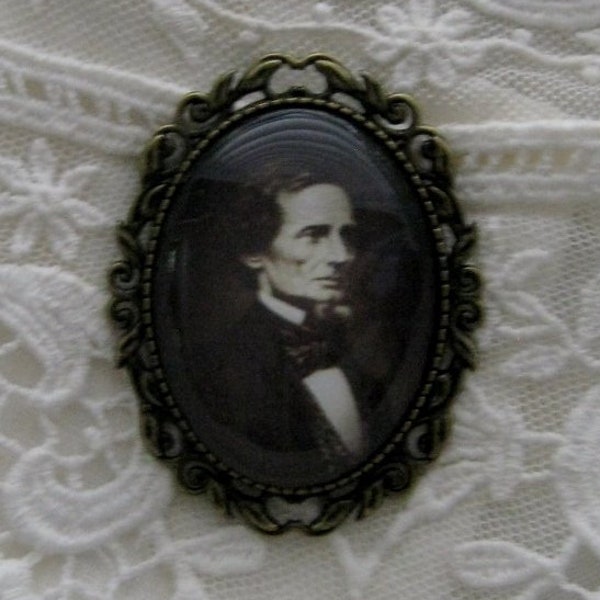 President Jefferson Davis, Historical Cameo Jewelry Brooch, Gift Giving Ready