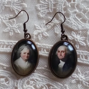 George and Martha Washington Earring Set, Colonial Jewelry, Patriot Jewelry, DAR Jewelry, CAR Jewelry, DAR Gifts Giving Ready, Timeless!