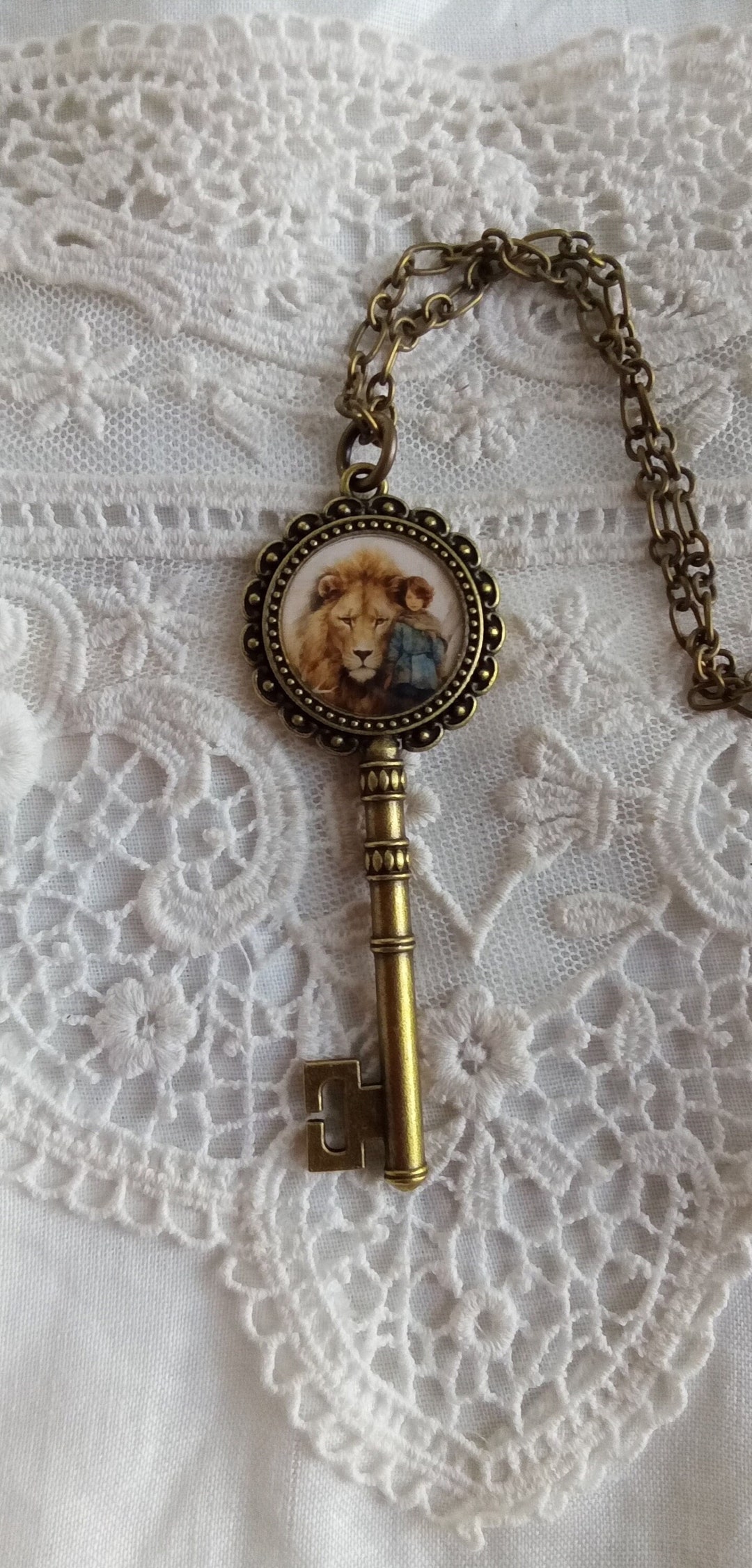 Victorian Narnia Pendant, Aslan Gift, Lion, Witch Wardrobe Necklace