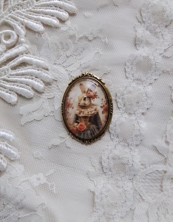 Victorian Rabbit Brooch: Anthropomorphic Bunny Jewelry, Wonderful Gift, Fine Art Jewelry, For Your Timeless Style!