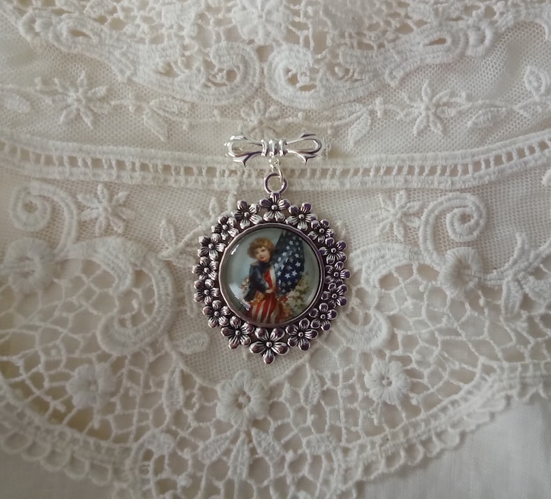 Vintage Americana Cameo Brooch: Patriotic Jewelry, DAR, Memorial Gift, Wonderful Gift, Fine Art Jewelry, For Your Timeless Style! image 10