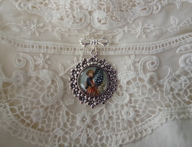 Vintage Americana Cameo Brooch: Patriotic Jewelry, DAR, Memorial Gift, Wonderful Gift, Fine Art Jewelry, For Your Timeless Style! image 11