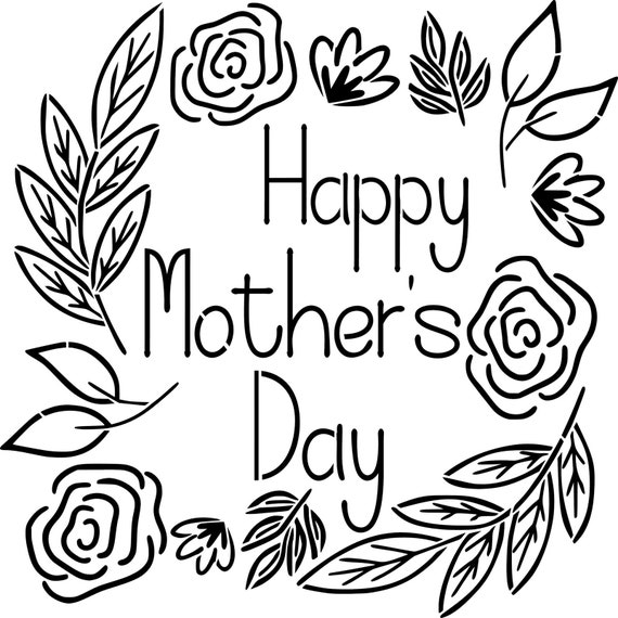 Digital Download Mother s Day Wreath Stencil Mom Etsy Digital Download Mother s Day Wreath Stencil Mom Etsy