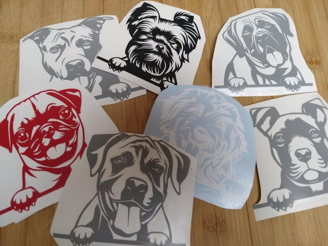 Peeking Dog Decal Dog Breed Decal Car Window Decal Treat Etsy