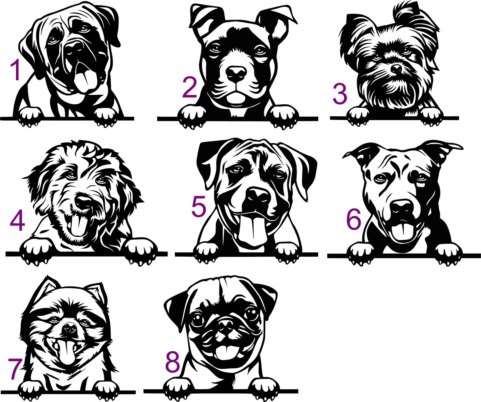 Peeking Dog Decal Dog Breed Decal Car Window Decal Treat Etsy