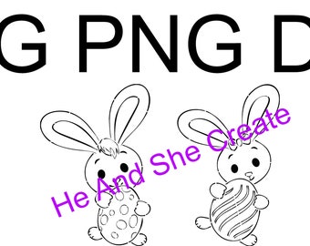 DIGITAL Easter Stencil, Girl and Boy Bunny Stencil, Cookie Stencil, PYO Stencil, SVG