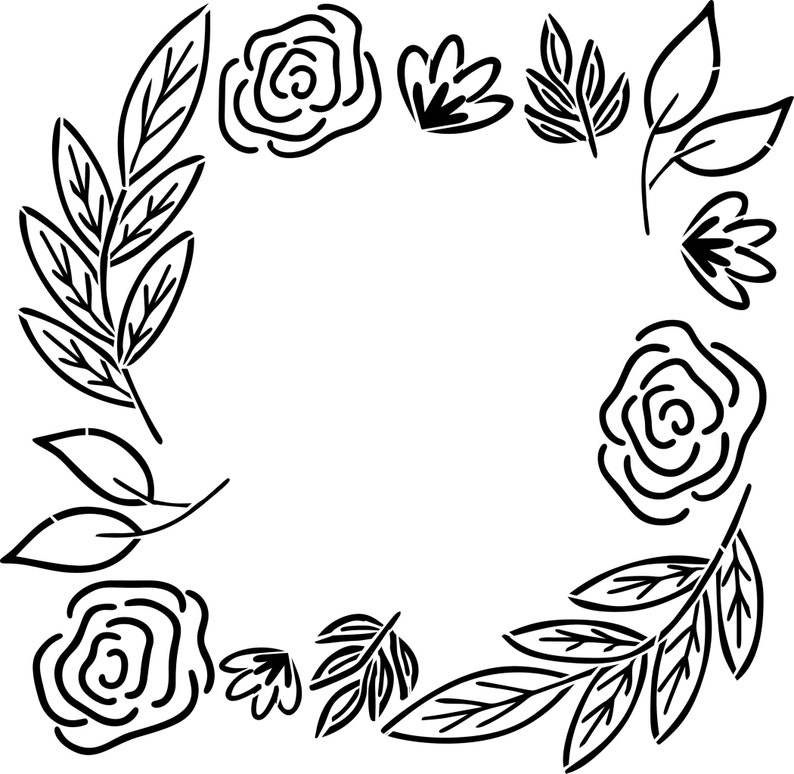 Wreath Stencil Squarewreath Floral Stencil | Etsy