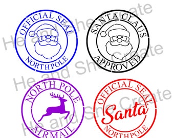 DIGITAL Santa and Christmas Seals, Cookie Stencil, PYO Stencil, SVG, png