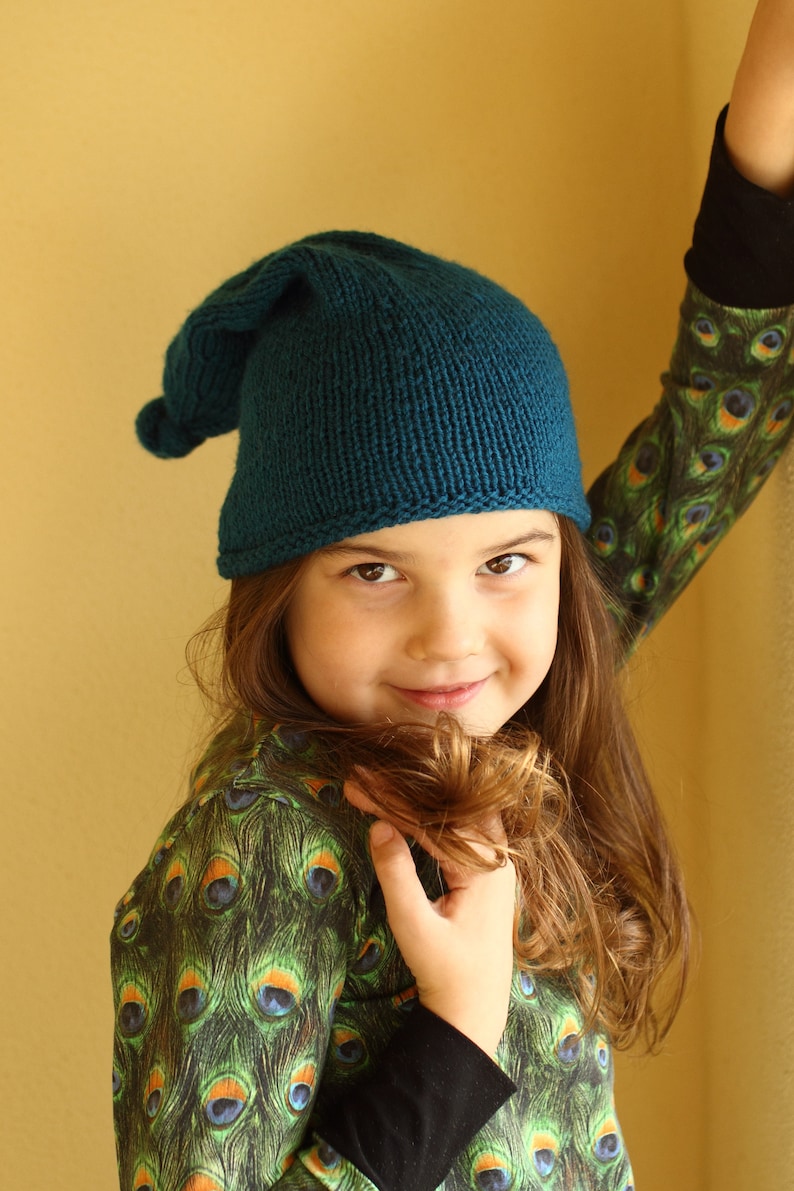 child to adult size top knot beanie blue beanie hat elf hat spring hat hat with long tail fall hat sleepy cap stocking hat knot hat