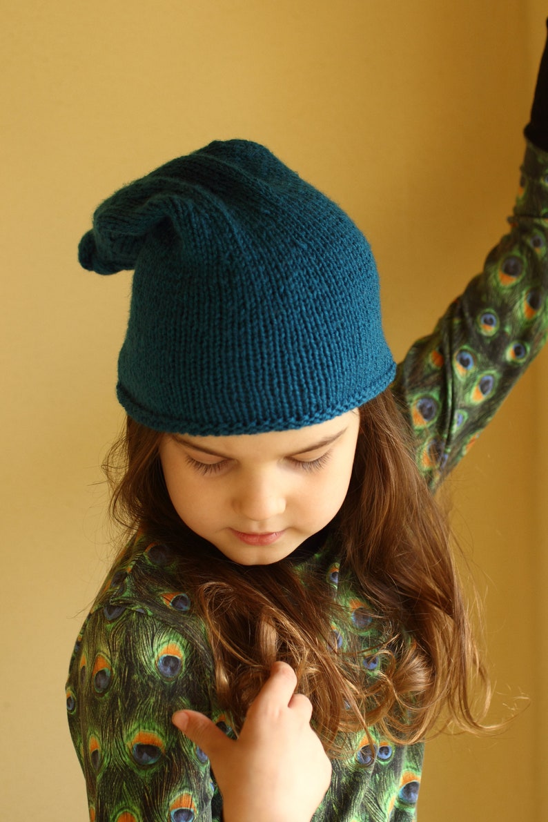 child to adult size top knot beanie blue beanie hat elf hat spring hat hat with long tail fall hat sleepy cap stocking hat knot hat