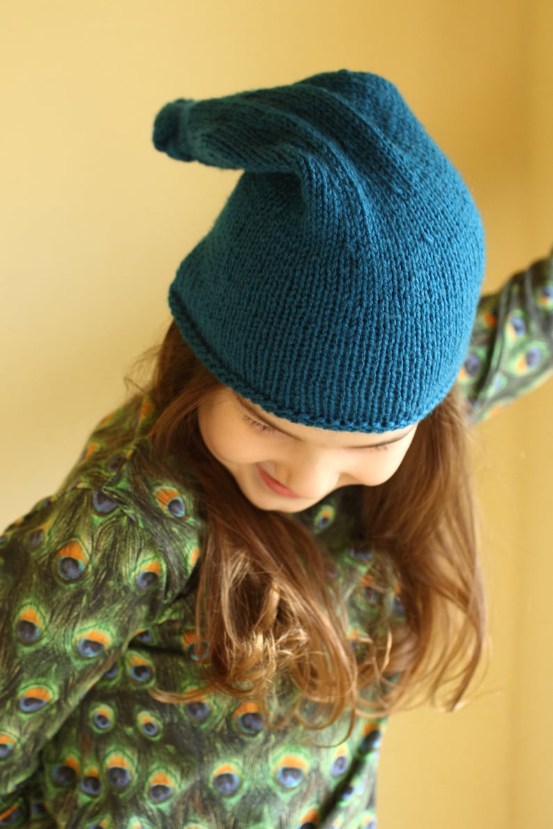 child to adult size top knot beanie blue beanie hat elf hat spring hat hat with long tail fall hat sleepy cap stocking hat knot hat