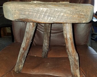 Antique Primitive Wooden 3 Legged Milk Stool