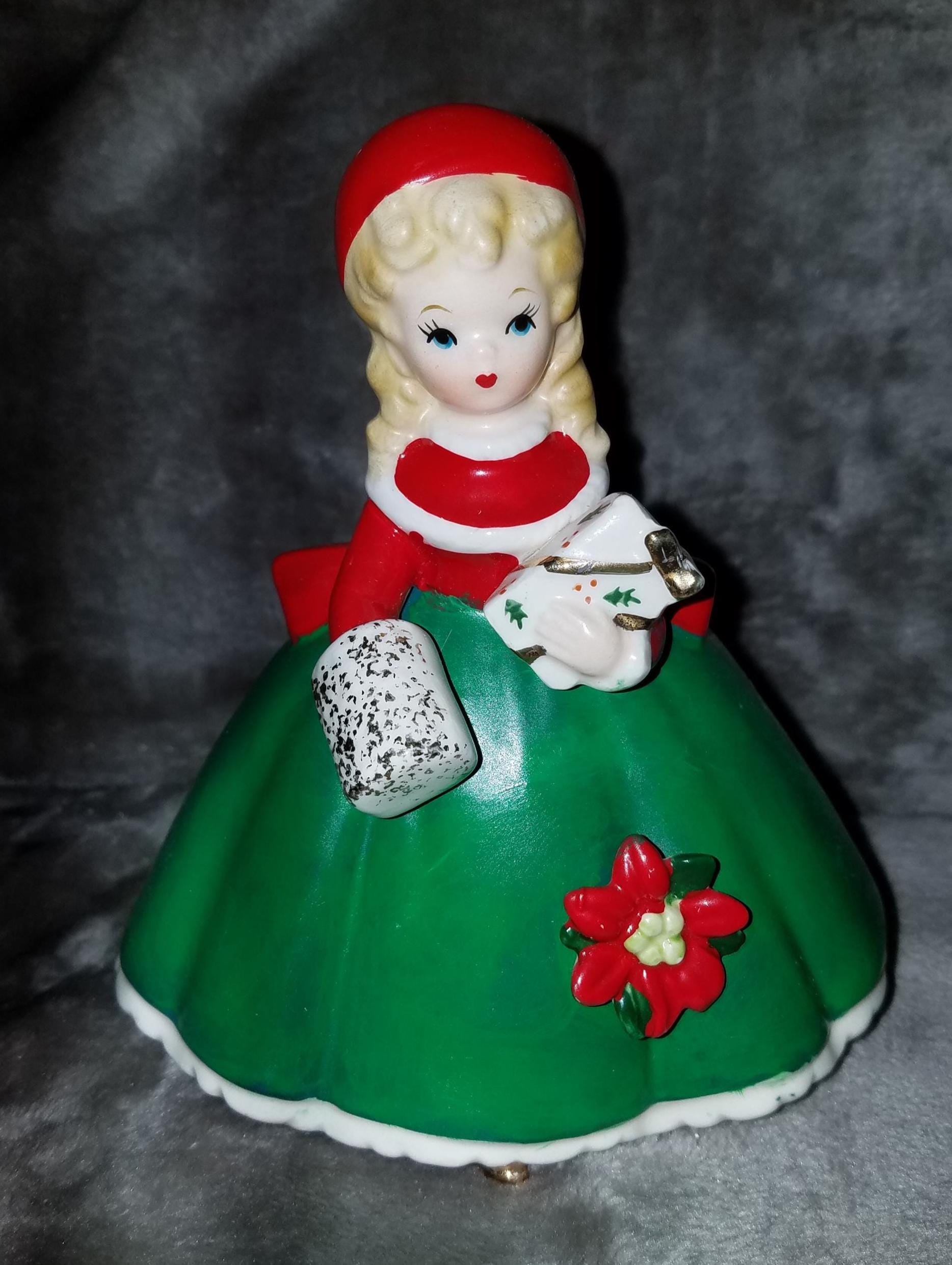 Vintage Inarco Christmas Girl Planter W/muff & Present 1963 E1134
