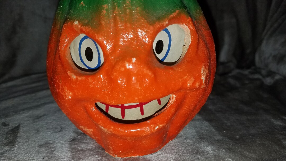 Vintage Papier Mache Paper Lined Halloween Pumpkin Etsy