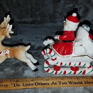Vintage Santa Sleigh Reindeer