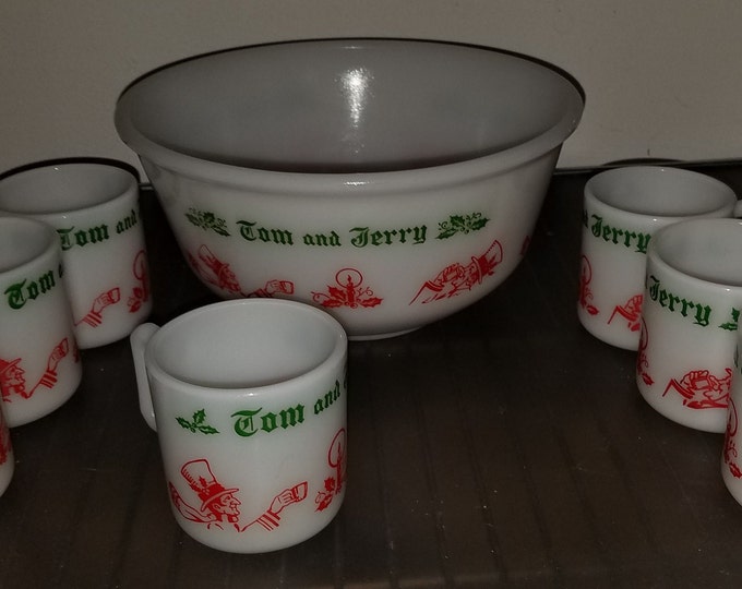 Vintage Tom & Jerry Punch Bowl Set W/7 Cups Etsy