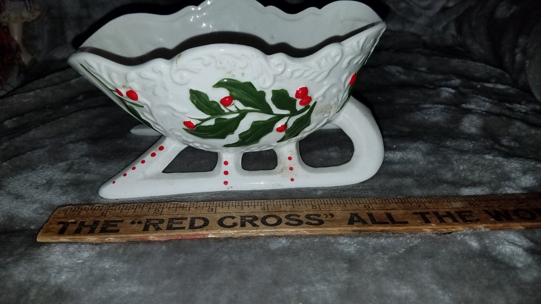 Vintage Napco Christmas Sleigh Candy Dish X4568/M Etsy