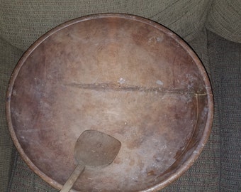 Antique Wooden Bowl W/Paddle