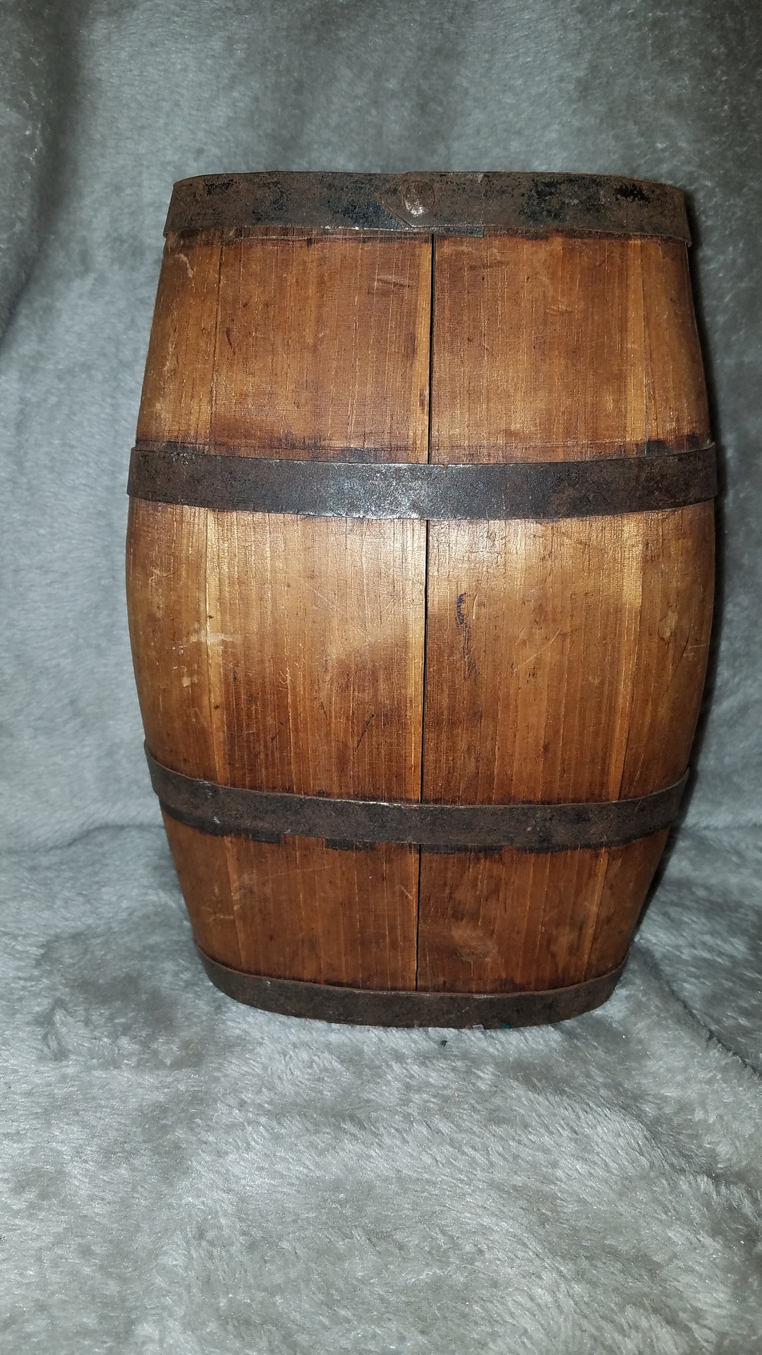 Antique Miniature Wooden Keg W/iron Straps Etsy
