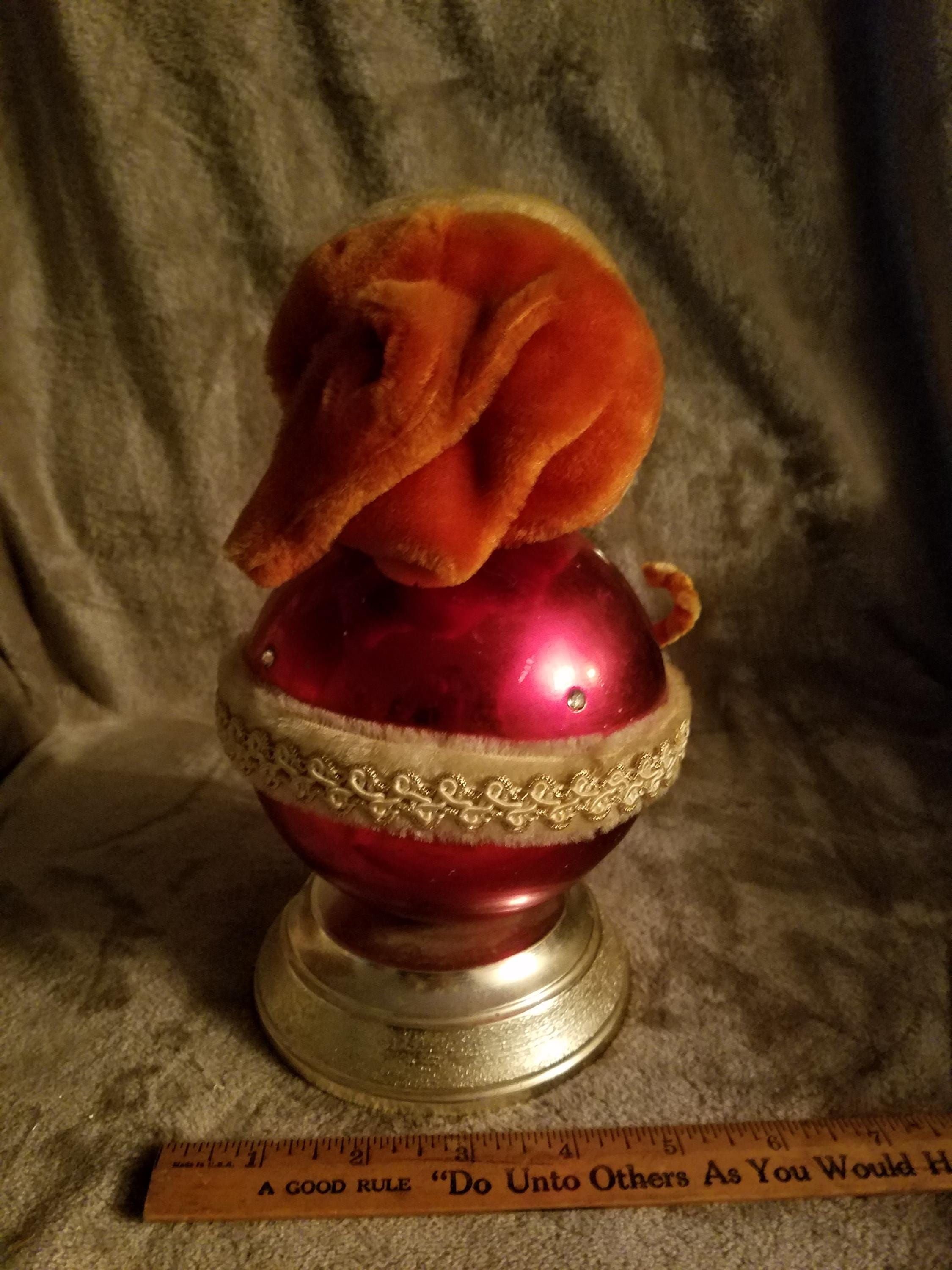 Vintage Rubber Face Santa W/metal Round Base Musical Jingle